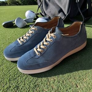 Royal Albartross Sanderson Mens Casual Spikeless Golf Shoe NWOT Sz 12 Blue Suede
